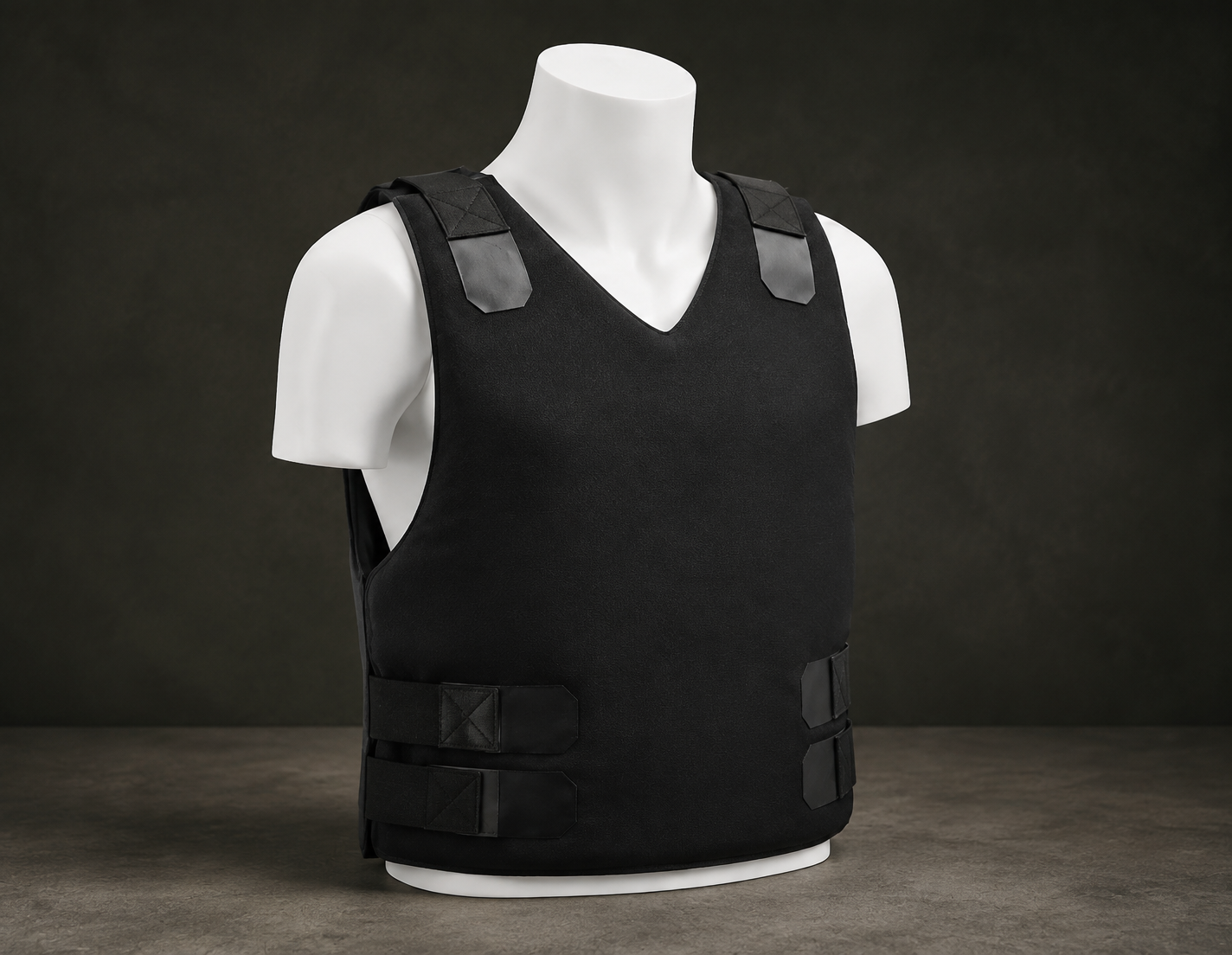 Black low-profile CHIHAN anti-stab and ballistic protection vest on a mannequin
