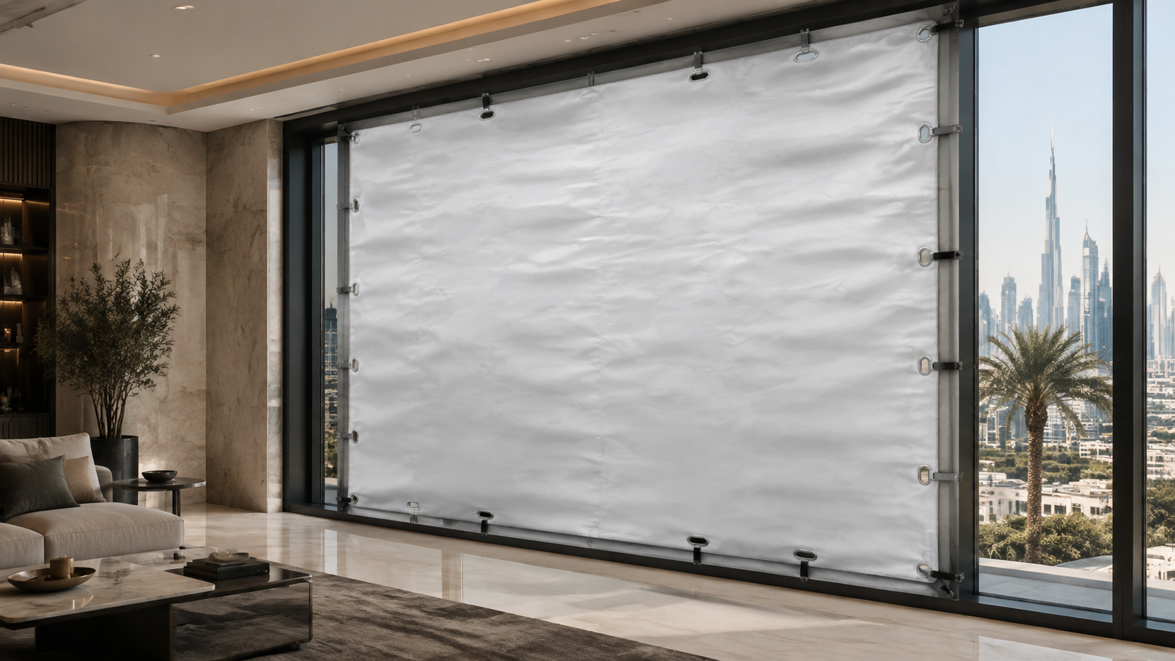 CHIHAN aramid ballistic blanket installed over a residential window